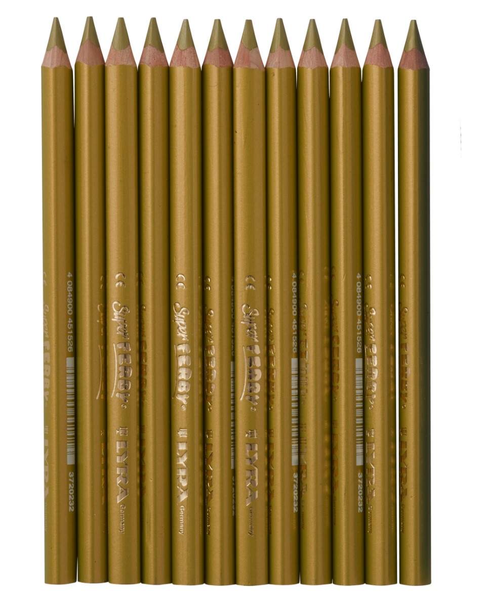 Lyra Pencils Super Ferby Lacquered Triangular Box of 12 - Metallic Yellow image