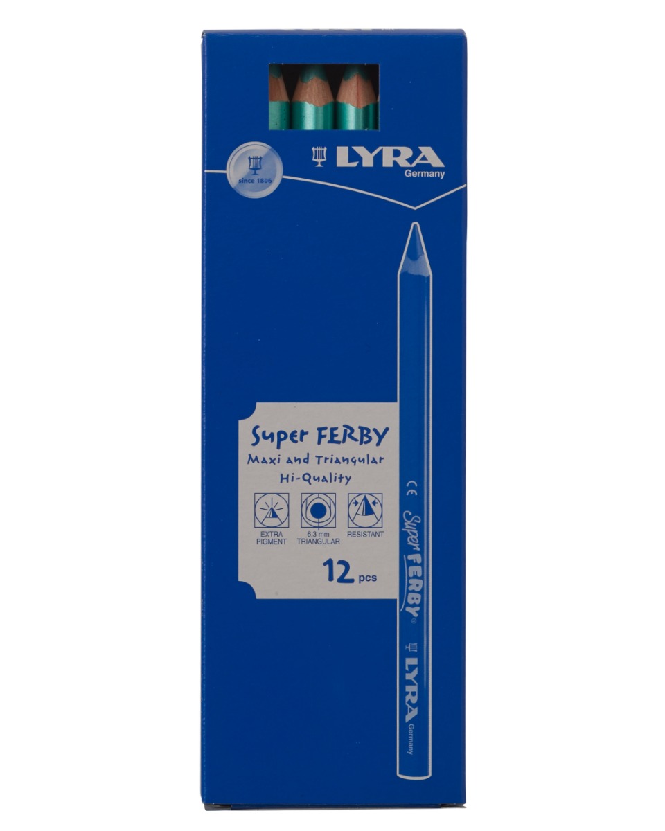Lyra Pencils Super Ferby Lacquered Triangular Box of 12 - Metallic Green image