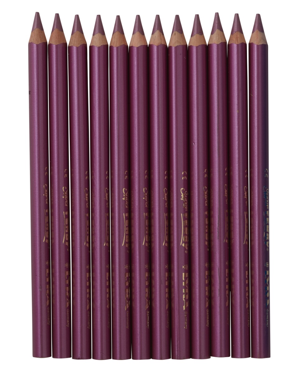 Lyra Pencils Super Ferby Lacquered Triangular Box of 12 - Metallic Pink image