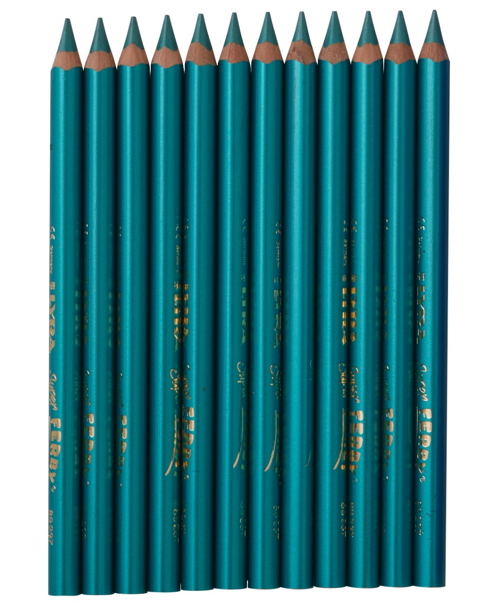 Lyra Pencils Super Ferby Lacquered Triangular Box of 12 - Metallic Turquoise image