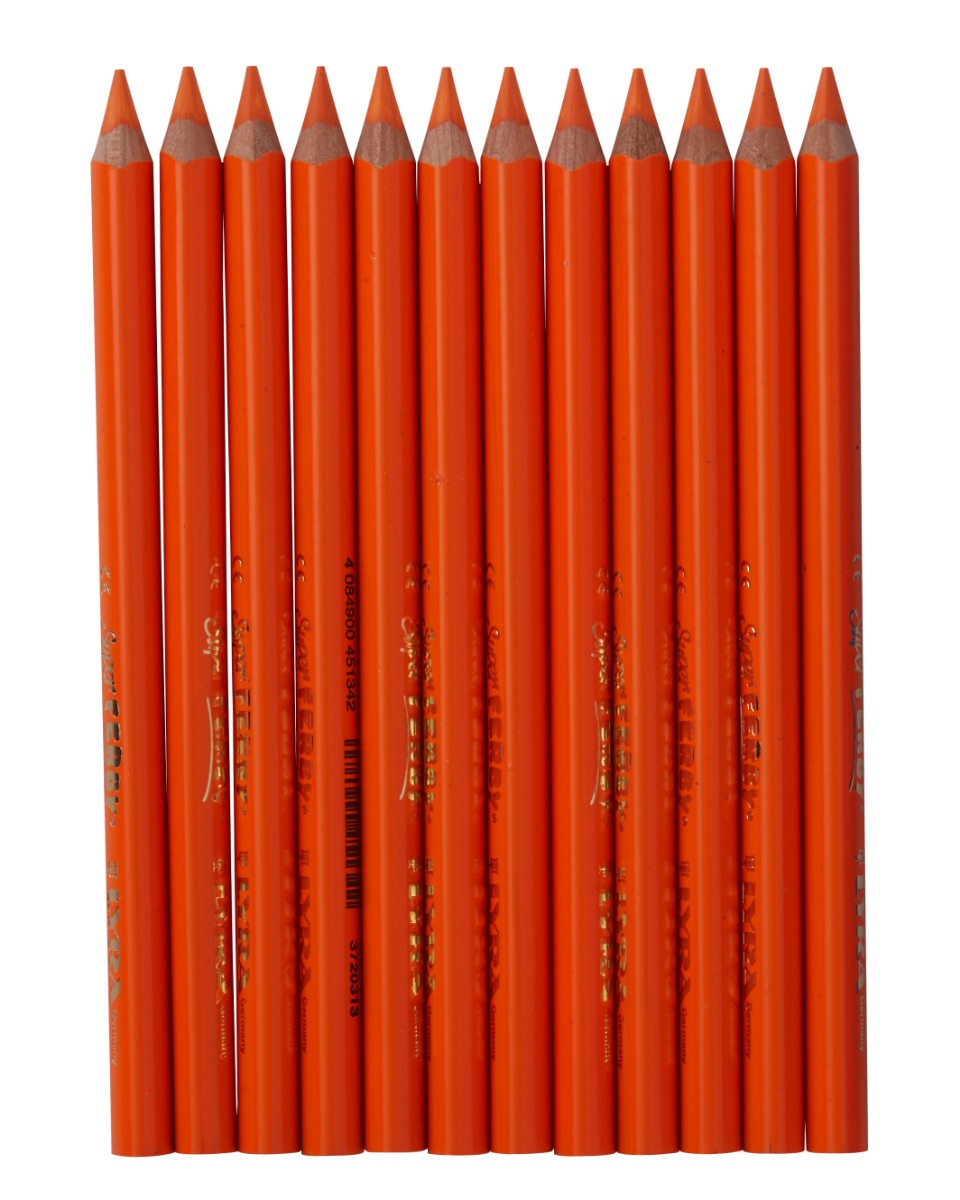 Lyra Pencils Super Ferby Lacquered Triangular Box of 12 - Luminous Orange image