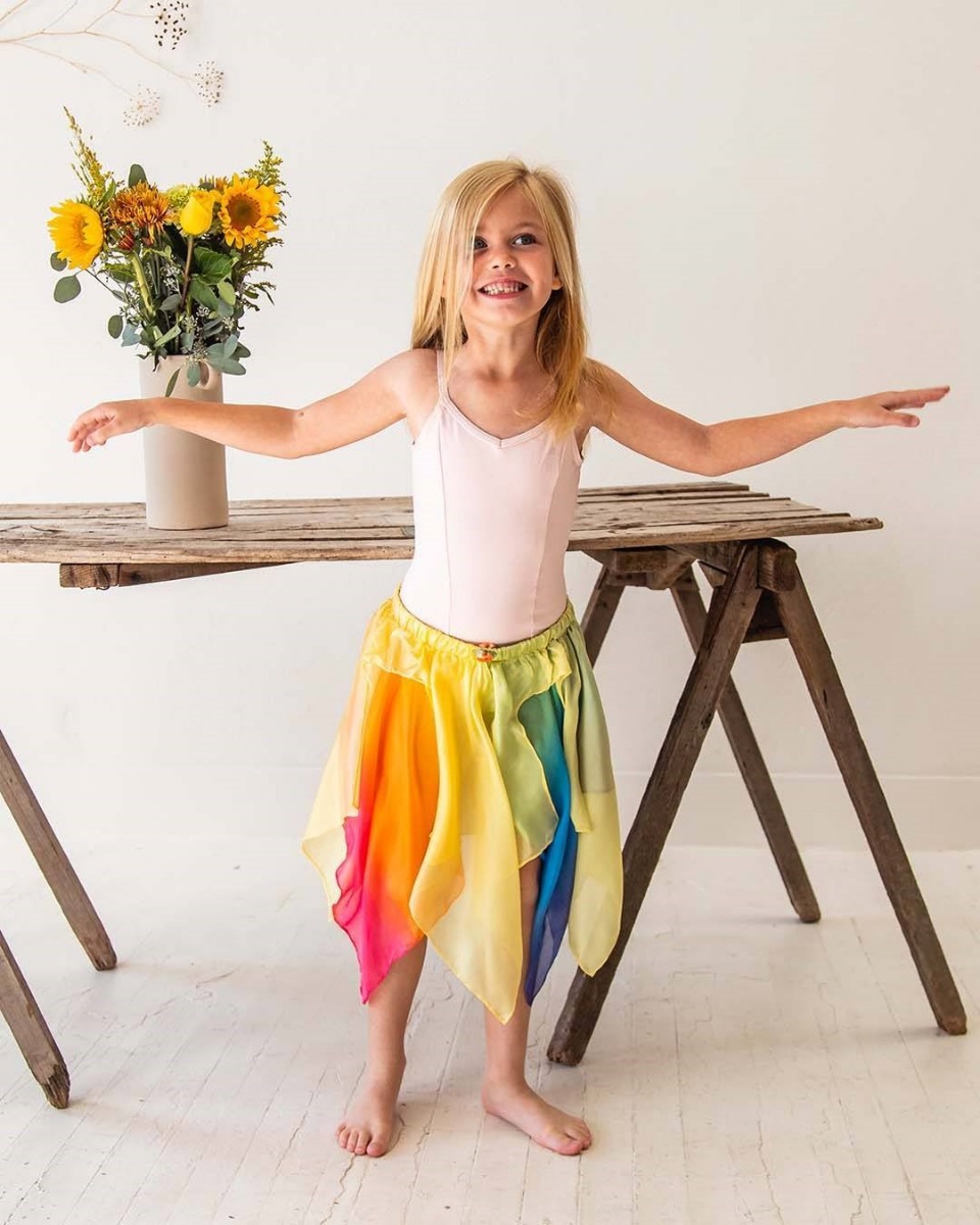 Sarah's Silks Reversible Fairy Skirt - Yellow/Rainbow image