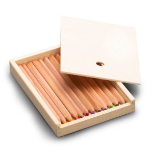 Yorik Colour Pencils Triangular Wooden Box - 12 Assorted colours