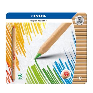 Lyra Pencils Super Ferby Triangular Tin Case - 18 Assorted colours