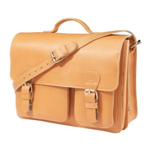Ruitertassen AMS Leather Teacher Bag 2 Compartments 40x30x17cm - Natural