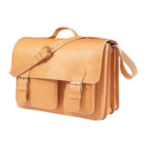 Ruitertassen AMS Leather Teacher Bag 3 Compartments 40x30x20cm - Natural