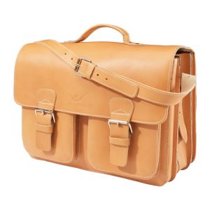 Ruitertassen AMS Leather Teacher Bag 3 Compartments 40x30x18cm - Natural