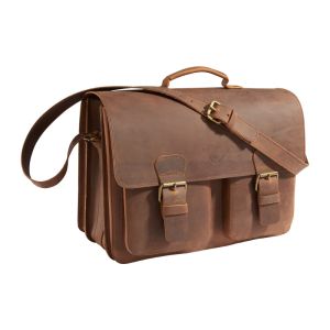 Ruitertassen AMS Leather Teacher Bag 3 Compartments 40x30x18cm - Ranger